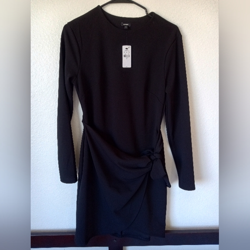Elegant Black Wrap Dress,Size M - Picture 6 of 13